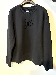sweat chanel logo cc en molleton de coton noir