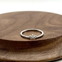 10004710 bague perlée centrée d'oxydes t52 argent 925 millième (22 ct) 1,1g