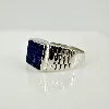 111414 bague chevalière motifs lignes ornée d'un lapis-lazuli carré t70 argent 925 millième (22 ct) 7,66g argent autre 7,5g