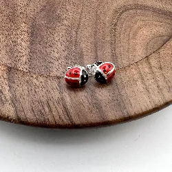142969 boucles d'oreilles puces coccinelle  argent 925 millième (22 ct) 0,68g