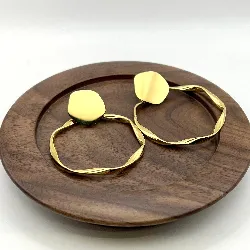 3122909 boucles d'oreilles pendantes motif anneau torsade en acier doré t4,5 x 5,5 cm