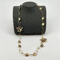 31232385 sautoir /collier ornés de fleurs en acier doré l 85 cm