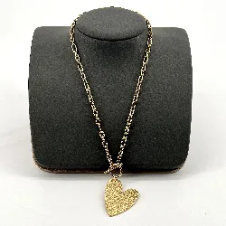 31233645 collier avec pendantif coeur martelé en acier doré l45 cm