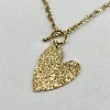 31233645 collier avec pendantif coeur martelé en acier doré l45 cm