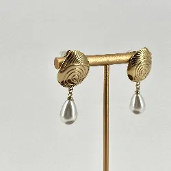3124809 boucles d'oreilles coqille avec pendentif perle synthétiques t1,3 x 4 cm