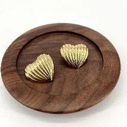 3127709 boucles d’oreilles puce coeur avec motif en acier doré t2,5 x 3 cm