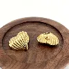3127709 boucles d’oreilles puce coeur avec motif en acier doré t2,5 x 3 cm