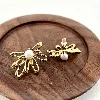3129609 boucles d'oreilles puces fleur orné de perle synthétique t2 x 3,5 cm