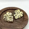 3130109 boucles d'oreilles puces feuilles en acier doré t3,3 x 3,8 cm