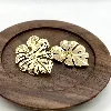 3130109 boucles d'oreilles puces feuilles en acier doré t3,3 x 3,8 cm