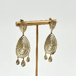 3131109 boucles d'oreilles pendants style bohême en acier doré t2 x 6 cm