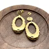 3132009 boucles d'oreilles pendants ovales en acier doré t2,5 x 5 cm