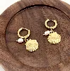 3605409 boucles d'oreilles creoles avec pendentifs coquille et perle