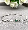 87394018 bracelet en argent demi jonc chaînette oxydes vert et blancs l18 cm argent 925 millième (22 ct) 3,9g