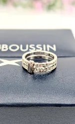 bague alliance mauboussin subtile eternité en or blanc ornée de doubles rangs de petits diamants or 750 millième (18 ct) 5,28g
