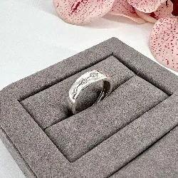 bague argent demi alliance avec 5 d'oxydes  argent 925 millième (22 ct) 5,14g