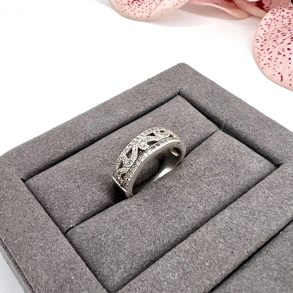 Bague Alliance Américaine En Argent 925 - Oxydes - Poids 0,80g - Occasion