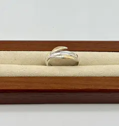 bague argent feuilles dorées t53 argent 925 millième (22 ct) 1,76g