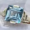 bague argent pierre bleue rectangle t55 argent autre 6,35g