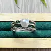bague en argent ornée d'une perle et présente un design multi-anneaux texturé argent 925 millième (22 ct) 4,58g