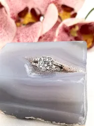 bague solitaire oxyde entouré des petits oxydes t51,5 argent 925 millième (22 ct) 4,3g