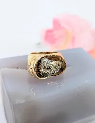 bague tank en or rose et platine sertie de 4 diamants taille ancienne ovale épaulés de petits diamants or 750 millième (18 ct) 14,