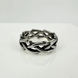 bgac bague en acier motif lianes tressées t64