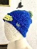 bonnet supreme x new era bleu et jaune à pompom