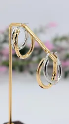 boucles d'oreilles créoles en 2 ors or 750 millième (18 ct) 5,55g