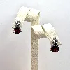 boucles d'oreilles en argent ornée d'un grenat et oxydes blancs argent 925 millième (22 ct) 2,15g