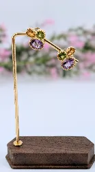 boucles oreilles cocktails chacune ornée d'une améthyste, une citrine et un péridot or 750 millième (18 ct) 10,82g