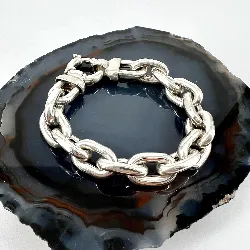 bracelet en argent grosse maille forçat argent 925 millième (22 ct) 38,49g