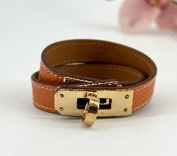 bracelet hermès kelly double tour en cuir orange