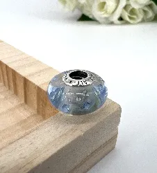 charm pandora murano blanc à gouttes bleues argent 925 millième (22 ct) 3,31g