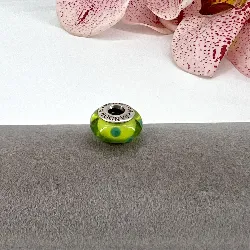 charm pandora murano vert à pois argent 925 millième (22 ct) 3,28g