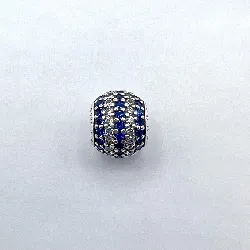 charm pandora rond pavé d'oxydes bleues et blancs argent 925 millième (22 ct) 1,89g