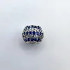 charm pandora rond pavé d'oxydes bleues et blancs argent 925 millième (22 ct) 1,89g