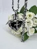 collier commémoratif avec pendentif coeur et croix en acier inoxydable