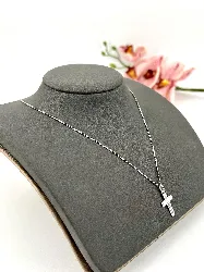 collier en argent maille gourmette avec pendentif croix l45cm argent 925 millième (22 ct) 3,24g