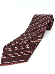 cravate 100% soie mario valentino marron multi rayures