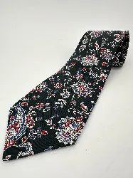 cravate en soie alain figaret fond vert à fleurs