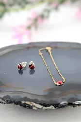 demie parure bracelet et boucles d'oreilles coccinelles or 375 millième (9 ct) 0,76g