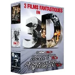 dvd 3 films fantastiques en 3d : saw 3d + destination finale 4 3d + resident evil: afterlife 3d - édition limitée