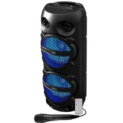 enceinte autonome 2 x 8'/20cm 300w avec bluetooth usb micro sd fm tws micro télécommande & effets lumineux