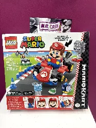 lego mario kart – mario interactif et kart standard - jeu de circuit pour voiture avec 3 figurines, podium & barrières - cadeau po