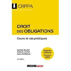 livre droit des obligations - crfpa - examen national session 2025