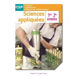 livre sciences appliquées 1re et 2e années - cap cuisine et restaurant - pochette élève
