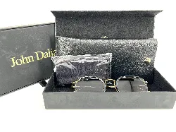 lunettes de soleil john dalia core janis c134 en acétate noir & métal plaqué or 22 carats avec verres gris dégradé