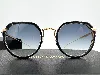 lunettes de soleil john dalia core janis c134 en acétate noir & métal plaqué or 22 carats avec verres gris dégradé