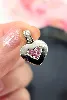 pendentif coeur en or blanc serti de petits diamants et rubis or 750 millième (18 ct) 2,82g